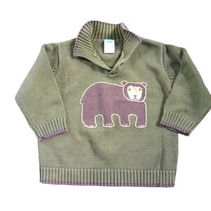 Kids Gymboree Sweater Boy Baby Toddler 2T Bear Patch Logo 100% Cotton